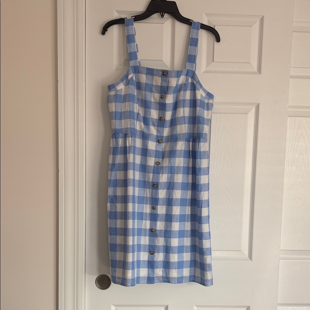 J. Crew Blue and White Plaid Dress